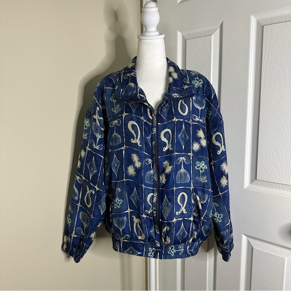 Vintage EVR Div. Of Rousso Apparel Group Inc Blue patterned  jacket size xl
